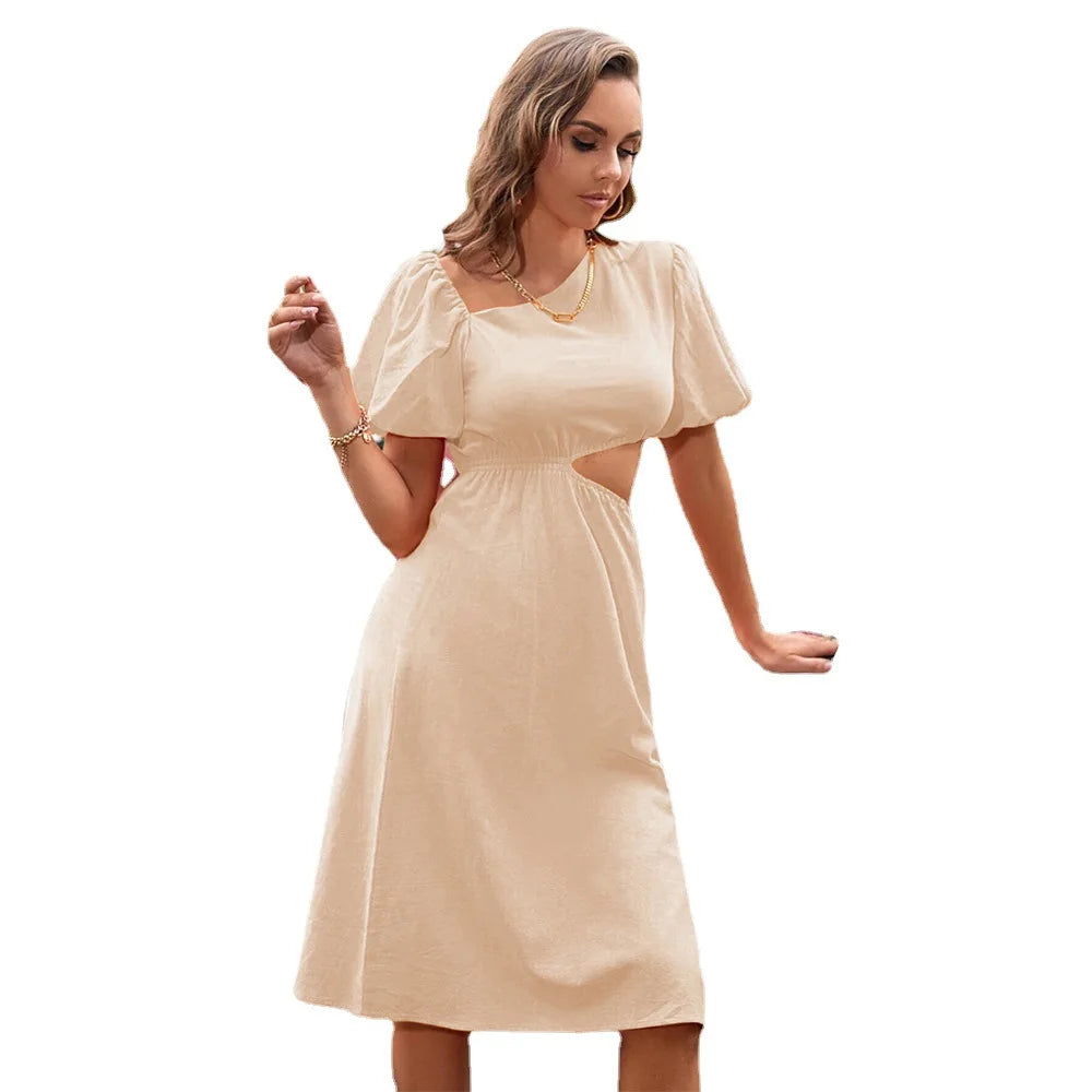 Solid Color Sexy Casual Elegant Streetwear Traf Midi Dresses