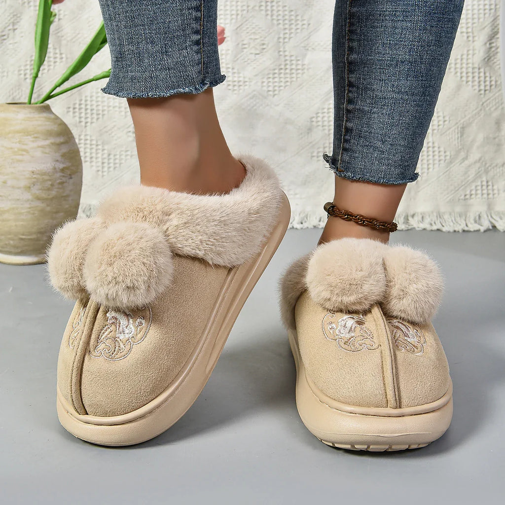2024 Winter New Warm Women Snow Boots Indoor Comfortable Plush Shoes Platform Winter New Cute Cotton Slippers Zapatos De Mujer