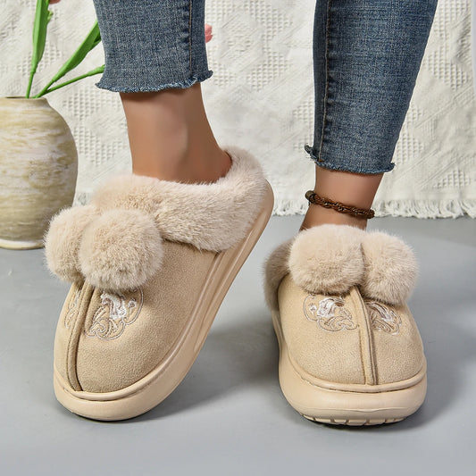 2024 Winter New Warm Women Snow Boots Indoor Comfortable Plush Shoes Platform Winter New Cute Cotton Slippers Zapatos De Mujer