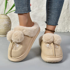 2024 Winter New Warm Women Snow Boots Indoor Comfortable Plush Shoes Platform Winter New Cute Cotton Slippers Zapatos De Mujer