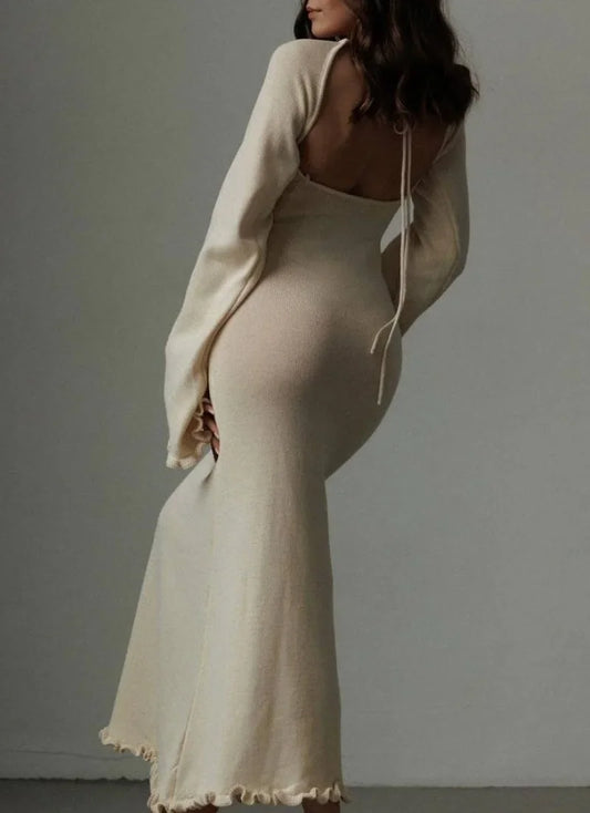 Backless Slim Comfortable Lace-up Elegant Female Midi Dresses