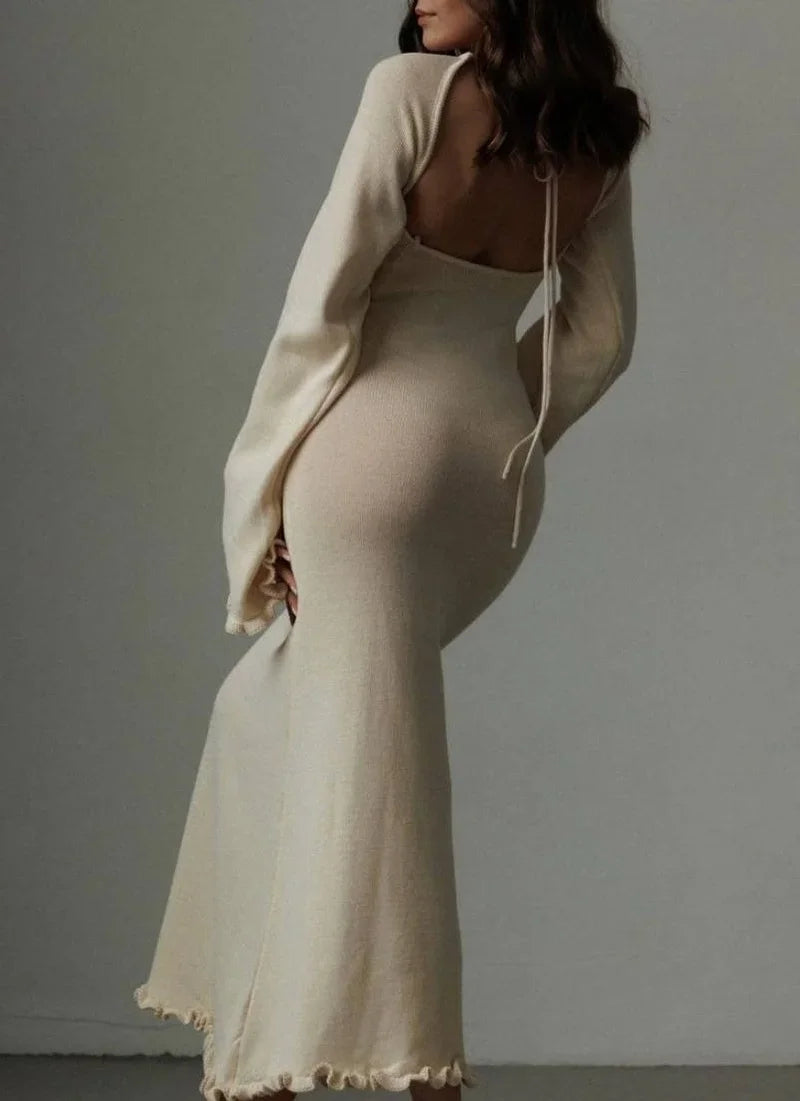 Backless Slim Comfortable Lace-up Elegant Female Midi Dresses Main image