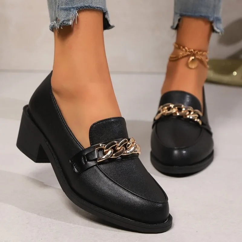 Black Platform Slip On Leather Casual Designer Boat Flats Oxfords Loafers Main image