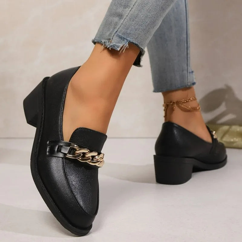 Black Platform Slip On Leather Casual Designer Boat Flats Oxfords Loafers Secondary image