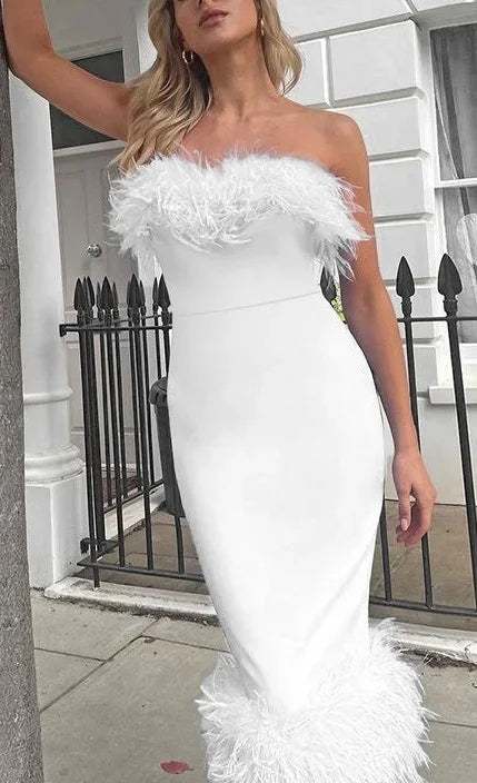 Pencil Off Shoulder Elegant  Birthday Club Midi Dresses Main image