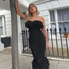 Pencil Off Shoulder Elegant Sexy Birthday Club Midi Dresses