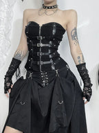 Y2K  Corset Strapless Black Gothic Harajuku Punk Hip Hop Aesthetic Dance Crop Top