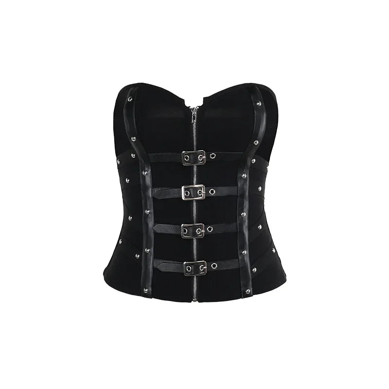 Y2K  Corset Strapless Black Gothic Harajuku Punk Hip Hop Aesthetic Dance Crop Top