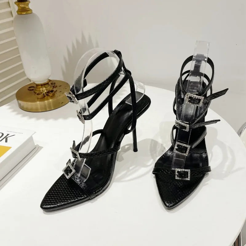 Pointed Open Toe Thin Buckle Casual Party Dress High Heel High Heel