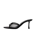 New Women's Bow Decorated High-heeled Mesh Sandals Low Heel Pumps