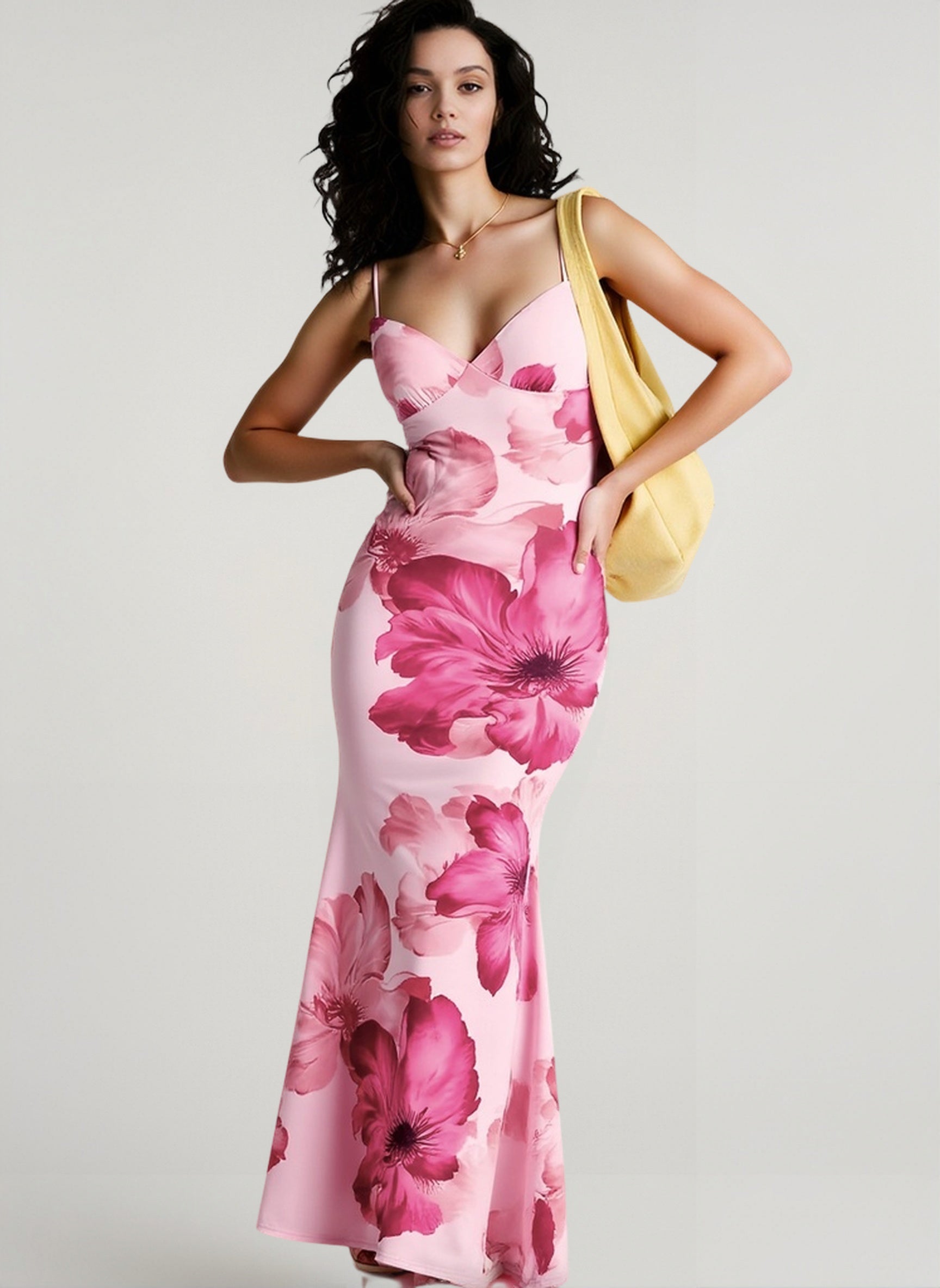 Slim Backless Print Cami Vacation Dress Main image