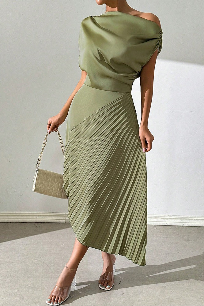 Chic Asymmetric Off Shoulder Ruched Irregular Formal Dress Secondary image