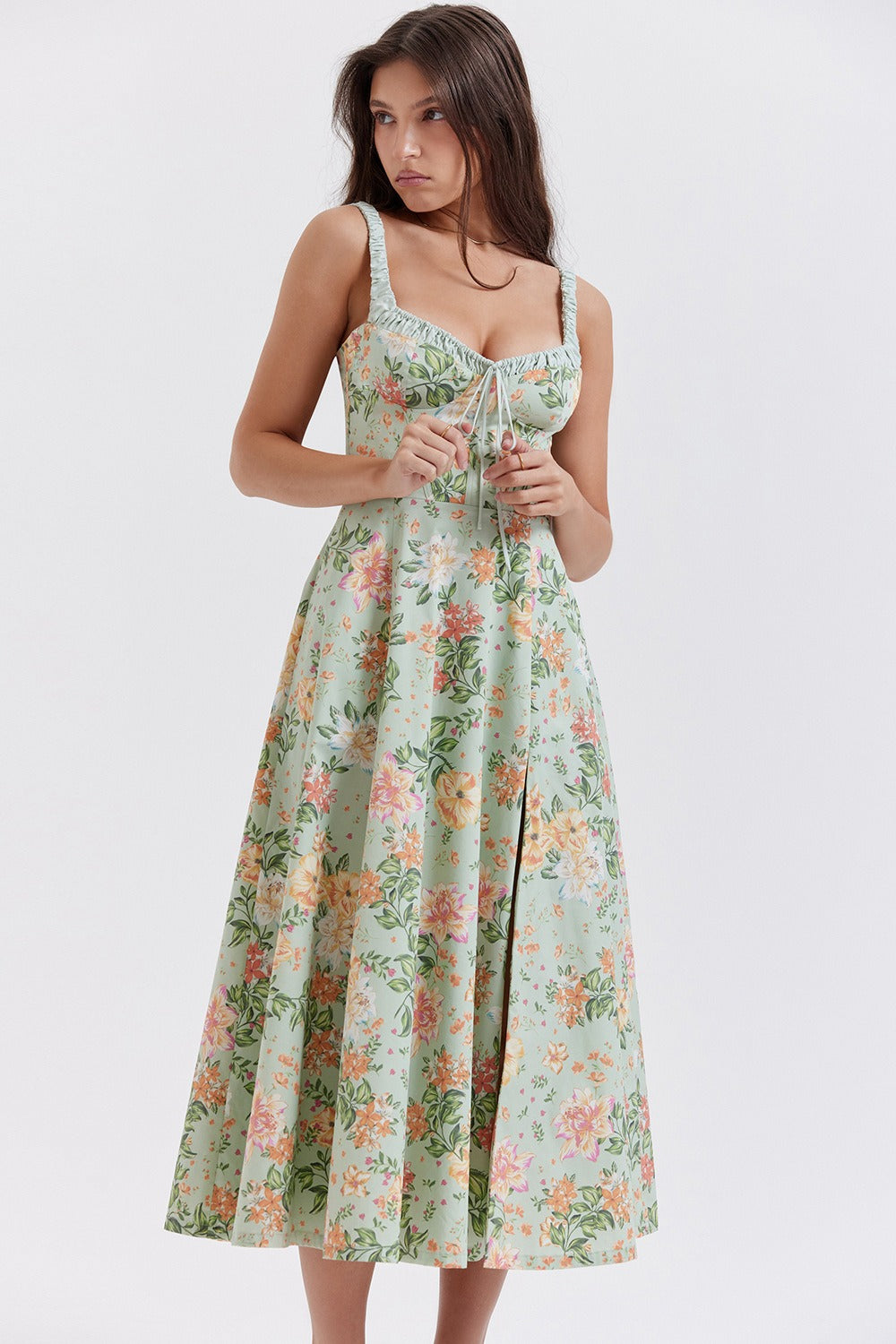 Patchwork Print Wrap Flowy Floral Dress Main image