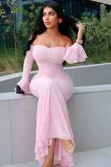 Sexy Strapless Ruched Tiered Ruffle Formal Dress