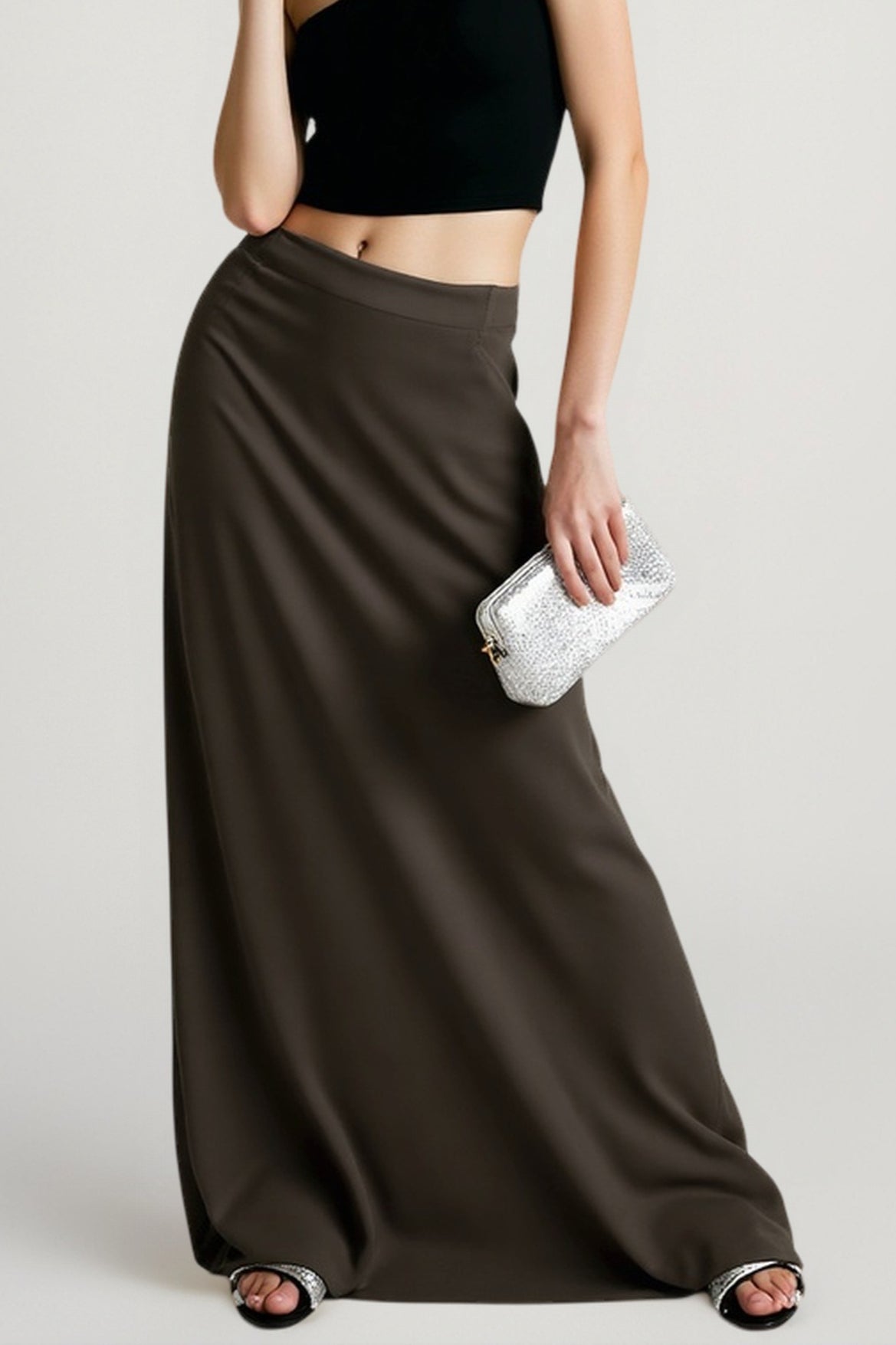 American Retro Solid Color Draped Skirt Main image