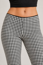 Plaid Lace Ruffle Cropped Skinny Pants