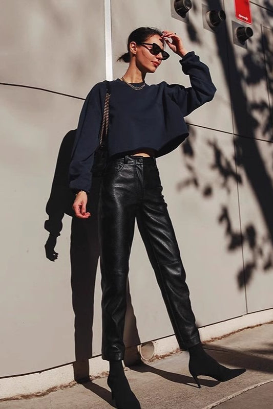 Office PU Straight Leg Stylish Casual Workwear Pants Main image