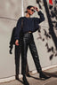 Office PU Straight Leg Stylish Casual Workwear Pants