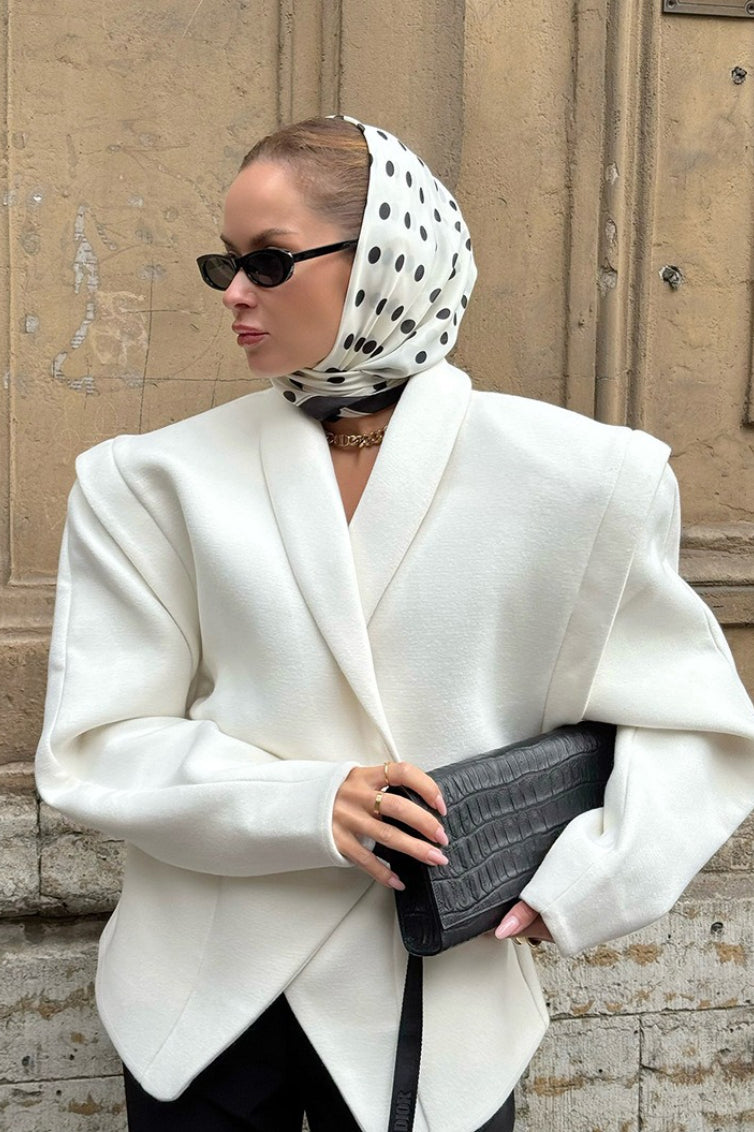 White Wool Blend Belted Trench Coat Secondary image