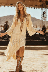 Vintage Prairie Ethnic Floral Breathable Casual Boho Dress