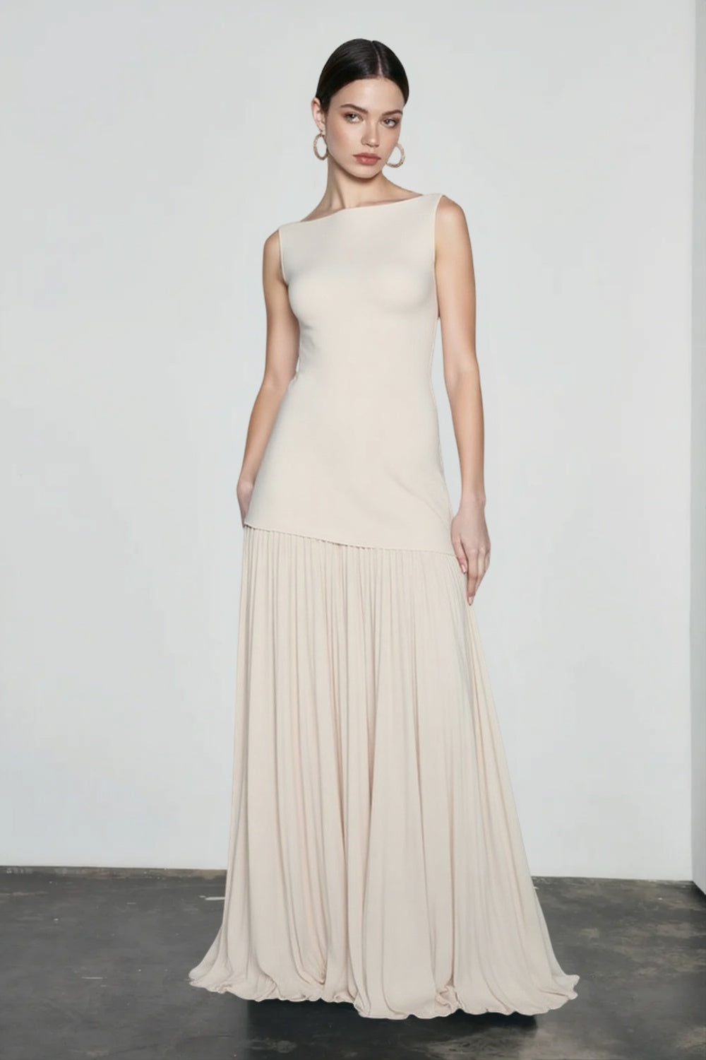 Solid Color Sleeveless Knit Slip Prom Dress Secondary image