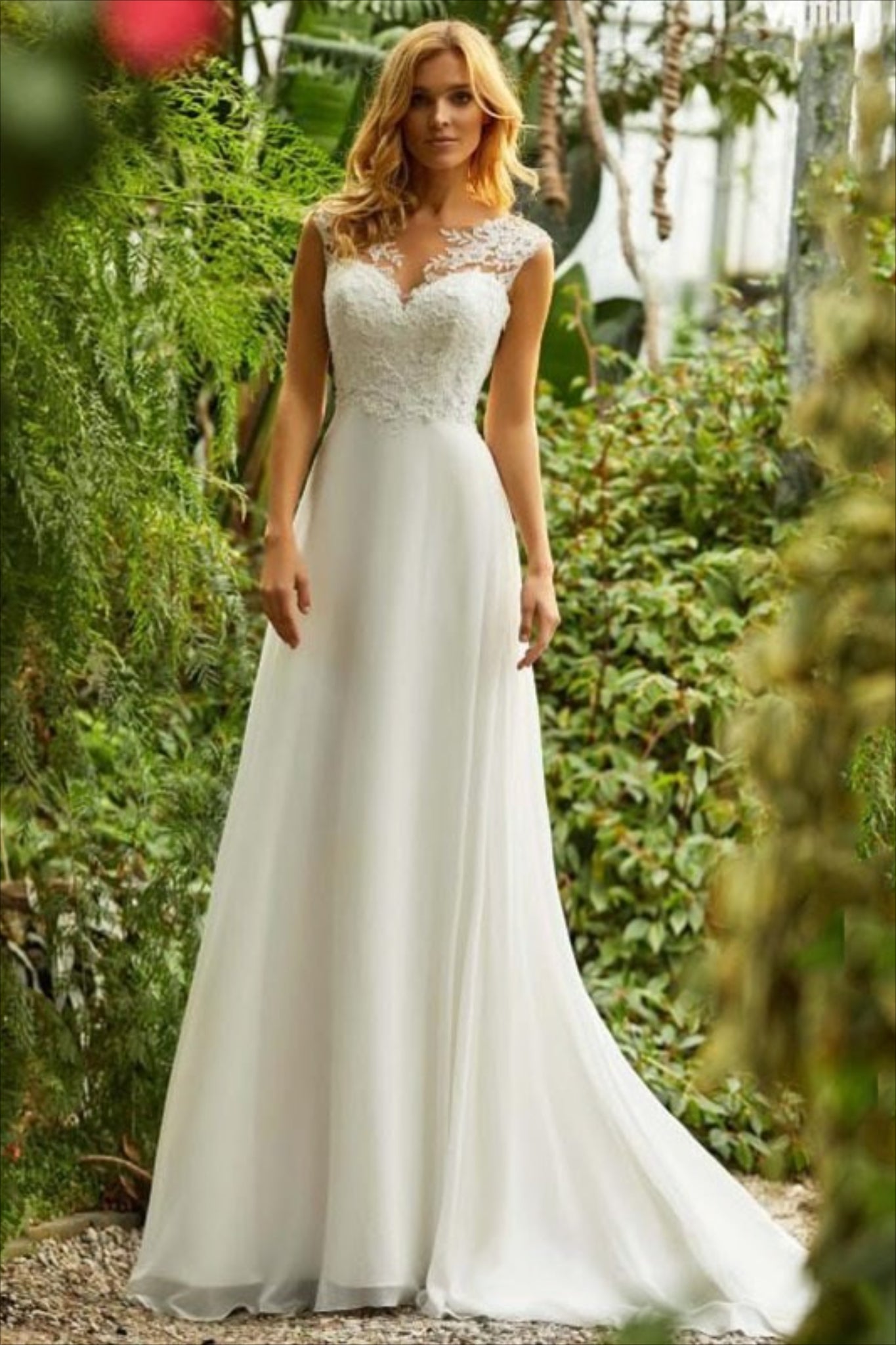 Elegant Lace Fit Flare Wedding Dress Main image