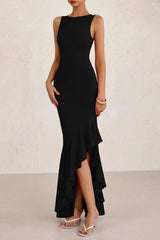 Elegant Sexy Sleeveless Ruched Ruffled Formal Dress