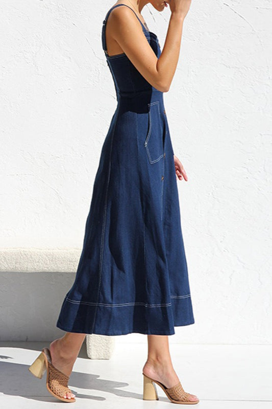 Casual Button-Up Denim Dress