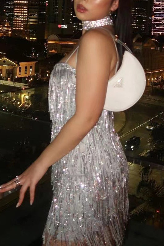 Sleeveless Bodycon Cami Sequin Glitter Fringe Sequin Dress Secondary image