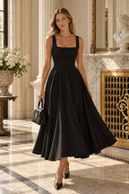 Minimalist Square Neck Slim A Line Slip Dress