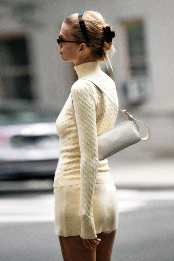 Mock Neck Lace Trim Knit Top Secondary image