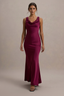 Satin Bodycon Backless Fish Maxi Dress