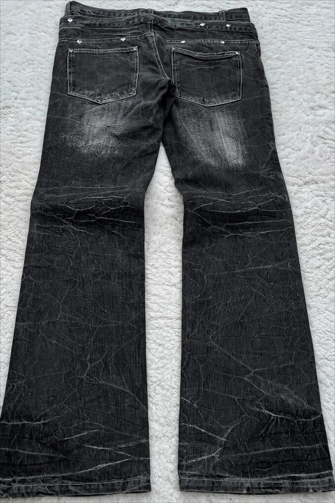 Lace Up Double Waist Distressed Jeans Secondary image