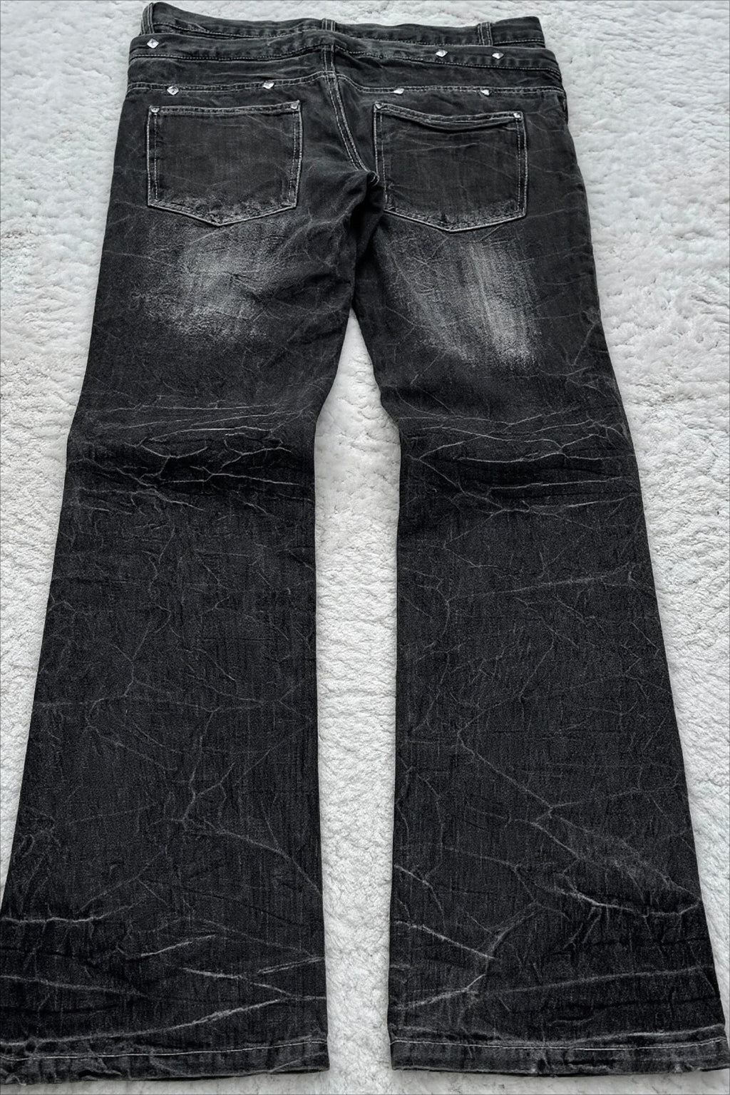 Lace Up Double Waist Distressed Jeans