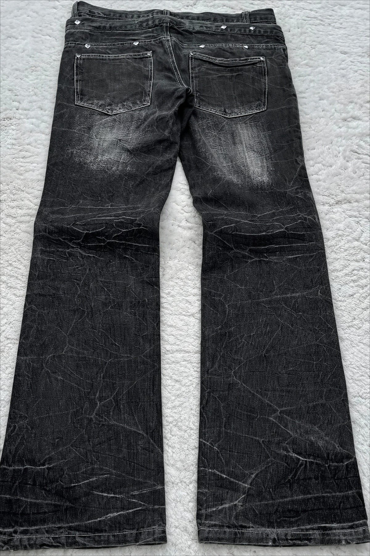 Lace Up Double Waist Distressed Jeans