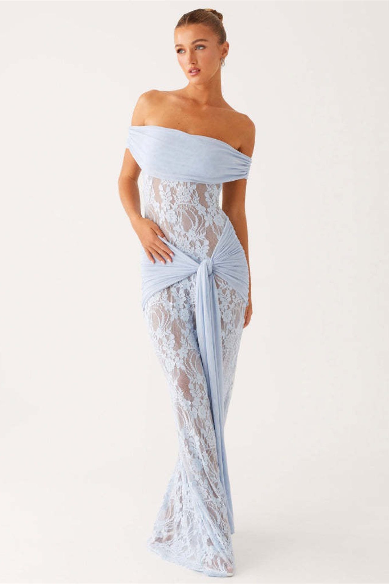 Sheer Lace Cutout Ribbon Bodycon Lace Dress Secondary image