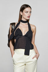 Sexy Open Back Dot Cami Top
