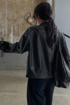 Relaxed Fit Motorcycle Style Jacket