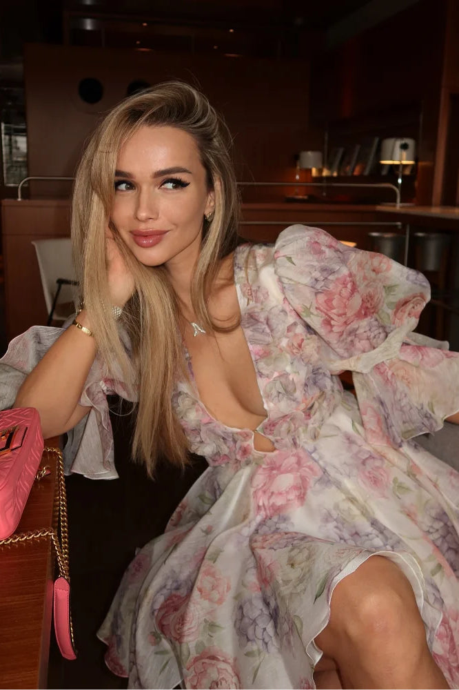 Puff Sleeve Mini Floral Dress Secondary image