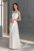 Minimalist High End Elegant Satin Wedding Dress