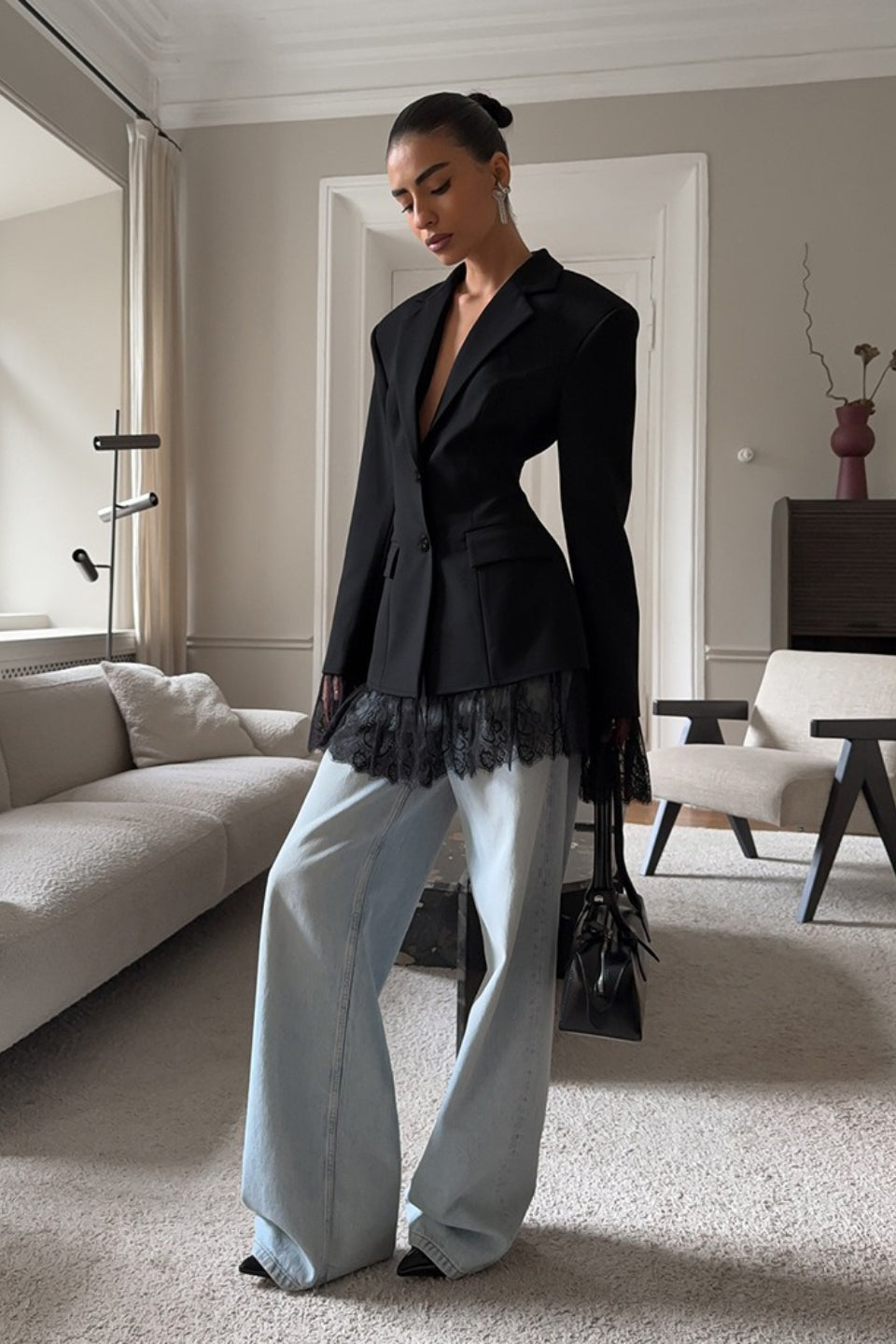 Versatile Lace Detail Tailored Blazer Main image