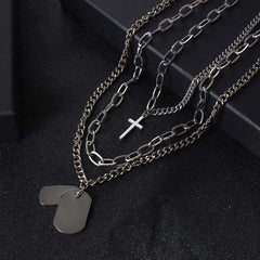 Minimalist Hip-hop Punk Trendy Cross Sweater Chain Necklace Set
