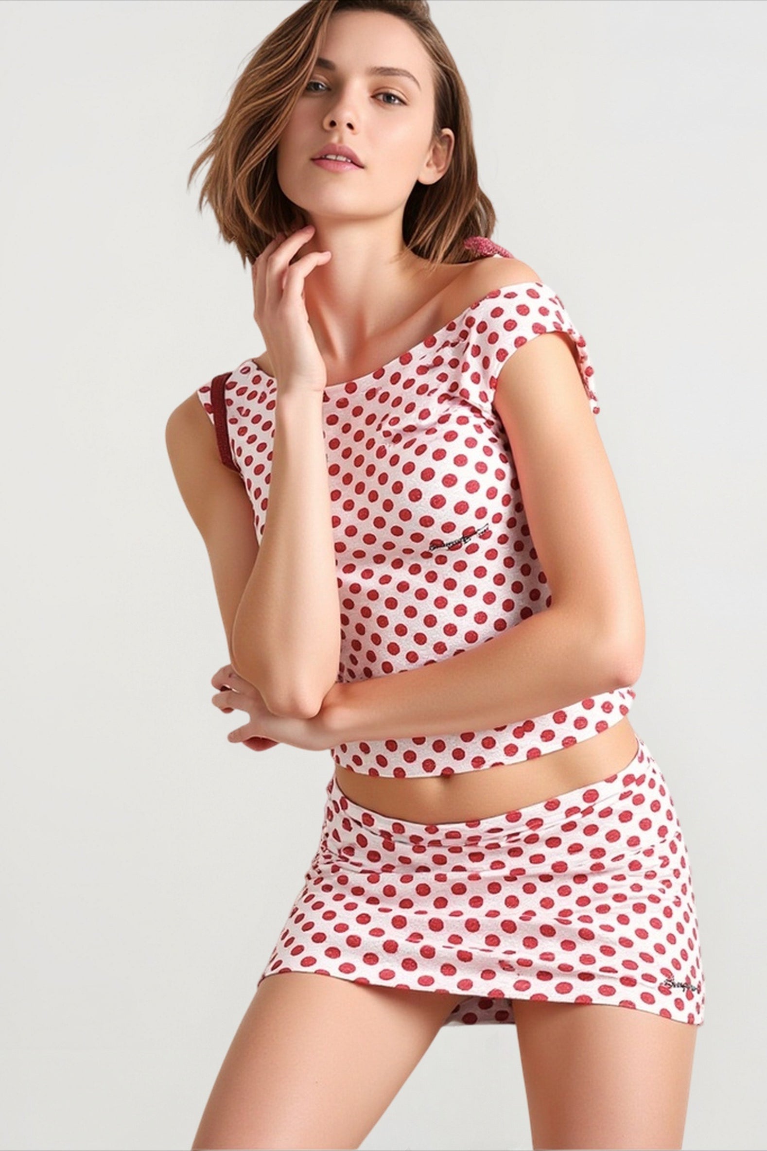 Sexy Polka Dot Crop Dolman Vacation Set Main image
