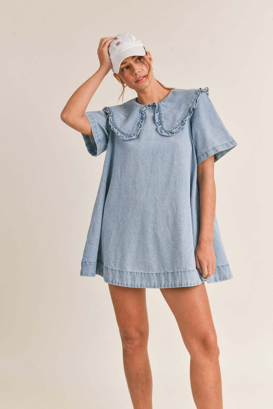 Ruffled Collar Denim Dress Secondary image