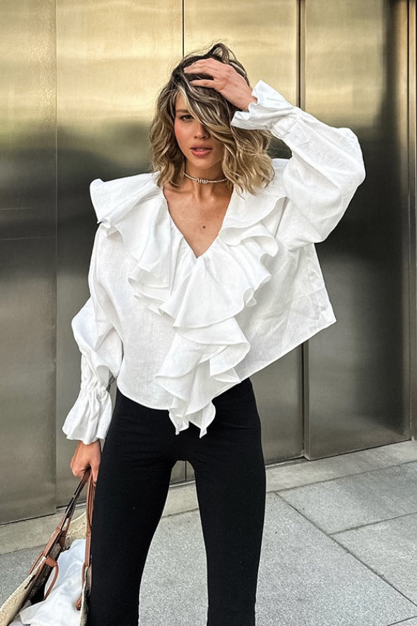 Unique Drop Sleeve Linen Blouse Main image