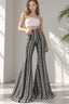 Striped Knit Elastic Flare Pants