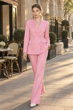 Purple Double Breasted Pant Suit