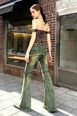 Blue Baggy High Waist Cargo Jeans