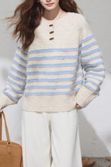 Vintage Stripe Placket Knit Top