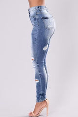 Washed Ripped Straight Denim Jeans